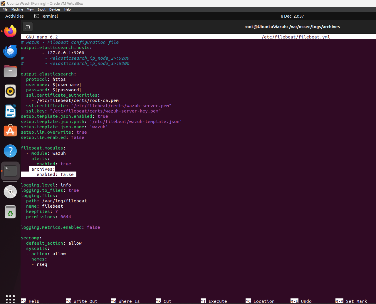 Modifying Filebeat Configuration for Log Archiving